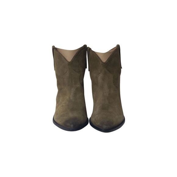 Isabel Marant Dewina Cowboy Boots in Olive Suede - Picture 2 of 7